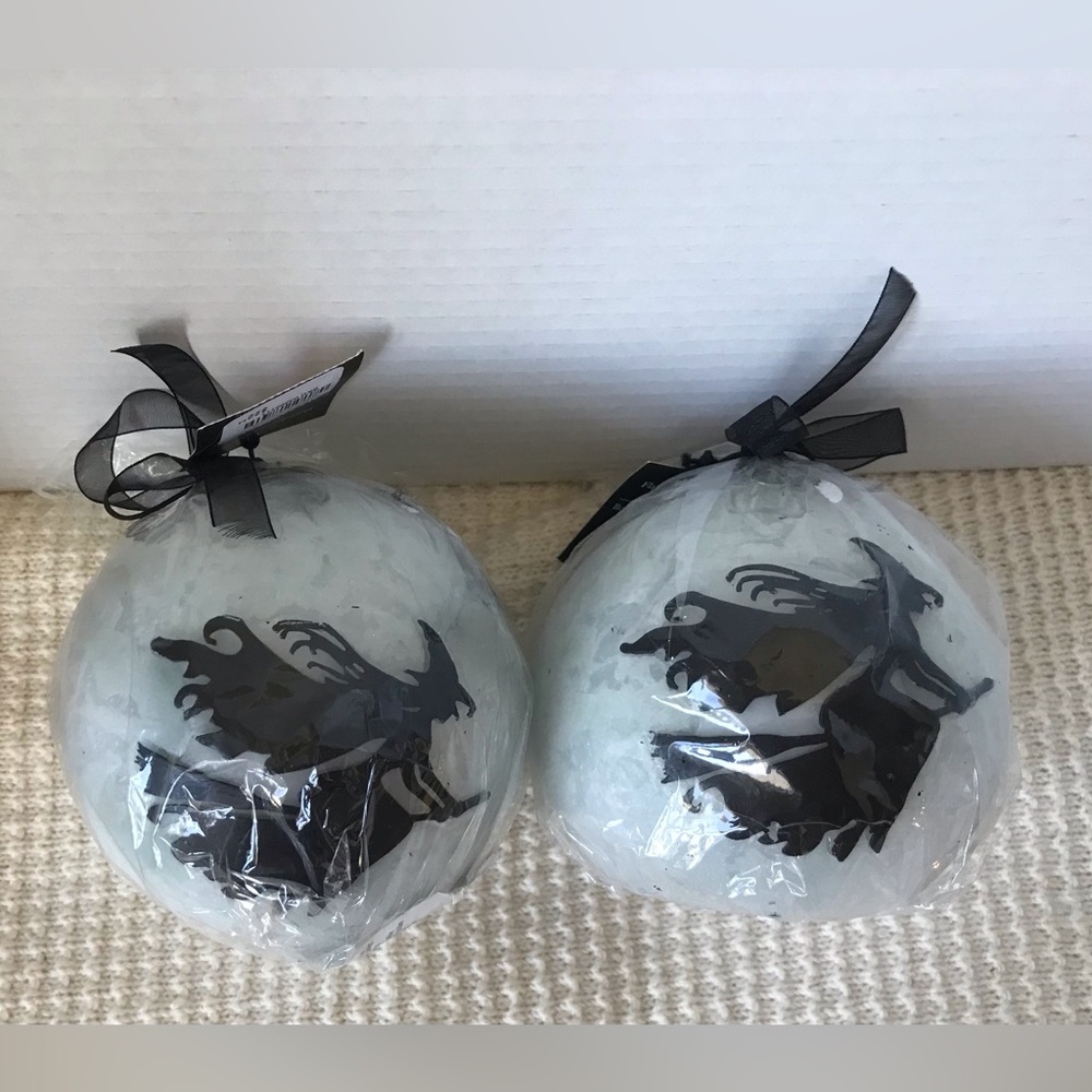 Pier 1 LED Witch Silhouette Holiday Orbs - Black and White - set of 2